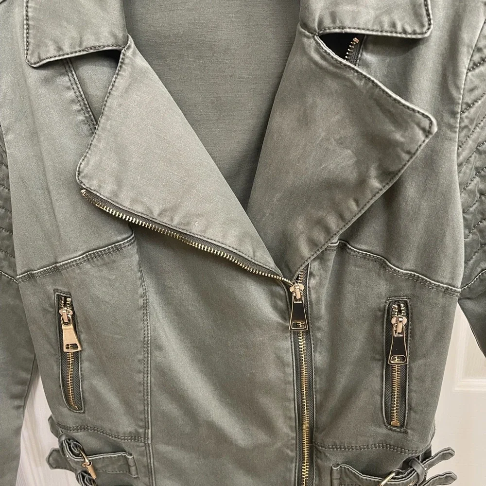 Bebe Green Bomber Jacket Size S - Picture 3 of 6